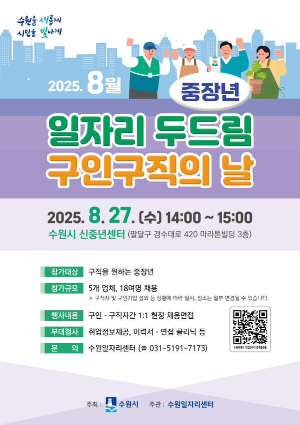 ▲ 수원특례시 '8월 일자리 두드림 구인·구직의 날' 행사 홍보물.