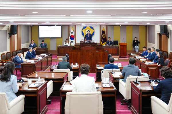 ▲ 포천시의회 제187회 임시회 제1차 본회의 전경.
