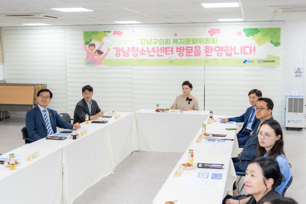 ▲ 강남구의회 복지문화위원회 강남청소년센터 방문 모습.