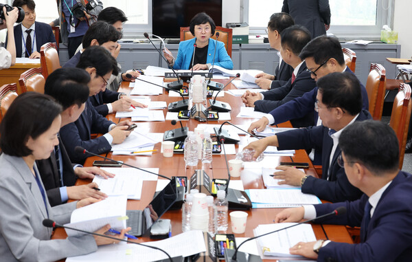 ▲ 김현 국회 과학기술정보방송통신위원회 정보통신방송법안심사소위원회 위윈장이 9일 오전 서울 여의도 국회에서 열린 소위원회를 주재하고 있다. /뉴시스
