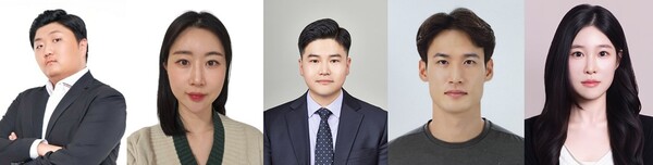 ▲ 제7회 청년상 수상자(왼쪽부터 김영진 ㈜린온컴퍼니 대표, 윤소연 퍼클 대표, 장대연 한경국립대 조교수, 조규원 안양시청 직장운동부 육상코치, 우수지 비엔에스컴퍼니 대표).