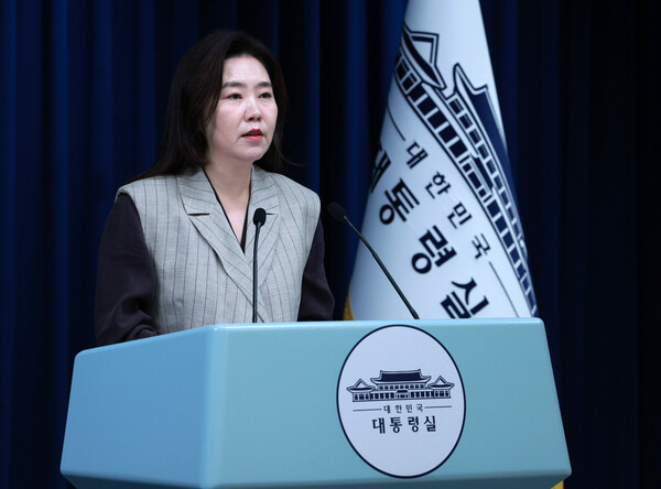 ▲ 강유정 대변인, 핵심규제 합리화 전략회의 관련 브리핑. /뉴시스