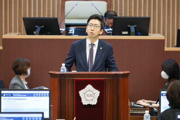 ▲ 박진우 의원 5분 발언 모습.