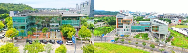 ▲ 안산시상록수보건소(왼쪽)와 단원구청(오른쪽) 전경.