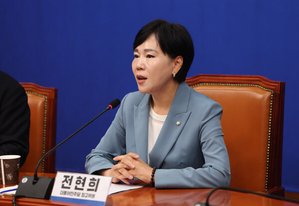 ▲ 기자간담회하는 전현희 최고위원. /뉴시스
