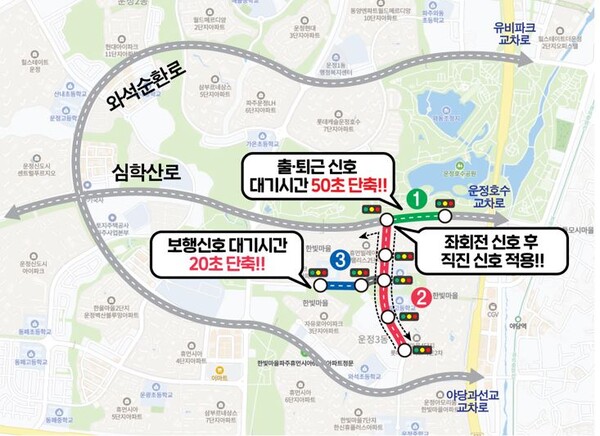 ▲ 파주시 운정 한빛마을 소도로 일대 구간 신호체계 개선 관련 이미지.
