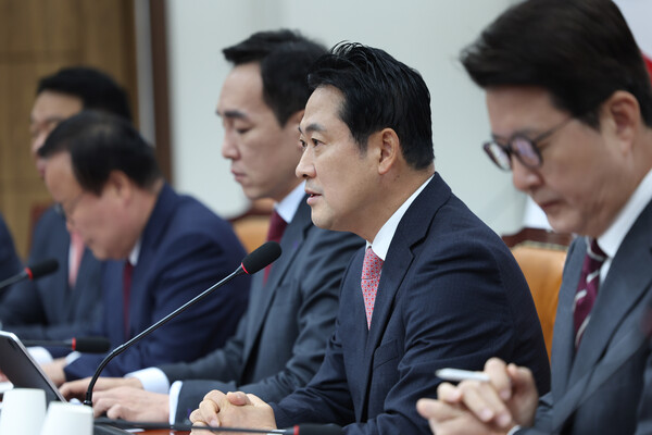 ▲ 장동혁 대표, 최고위원회의 발언. /뉴시스