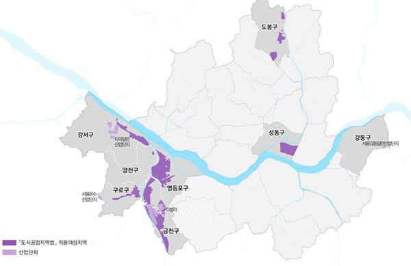 ▲ 서울 시내 도시공업지역법 적용 대상 지역. (자료=서울시 제공)