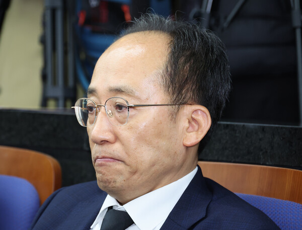 ▲ 추경호 국민의힘 의원이 4일 오전 서울 여의도 국회에서 열린 의원총회에 출석해 있다. /뉴시스