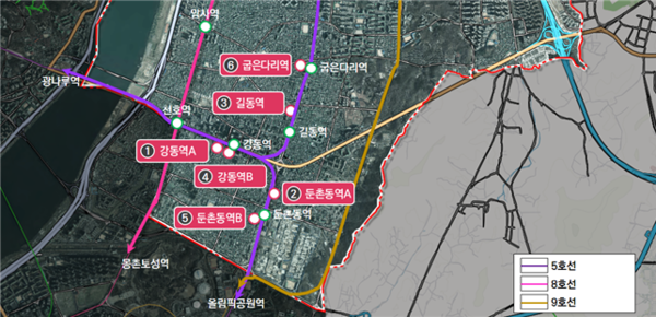 ▲ 역세권활성화사업 선정 대상지(6개소) 위치도.