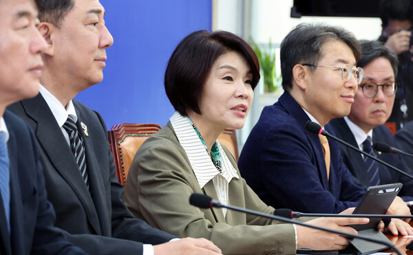 ▲ 정책조정회의 발언하는 한정애 정책위의장. /뉴시스