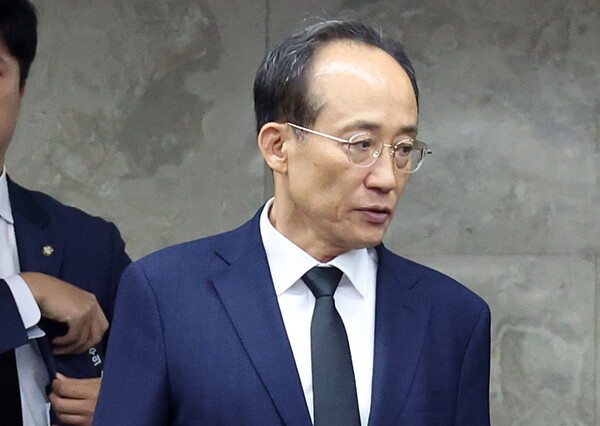 ▲ 의원총회 출석하는 추경호 국민의힘 의원. /뉴시스