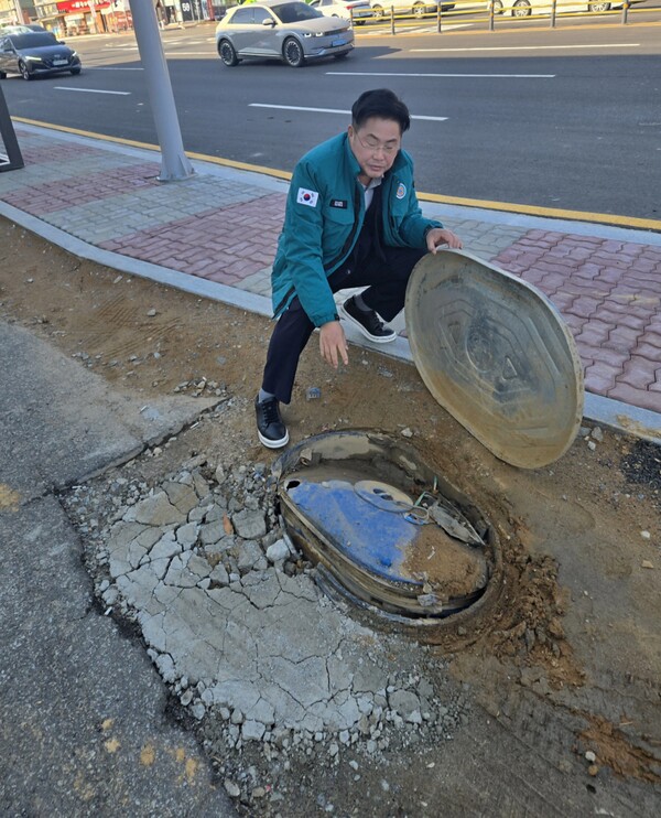▲ 안성시의회 최호섭 운영위원장, 38국도 공사 민원 현장 긴급 방문.