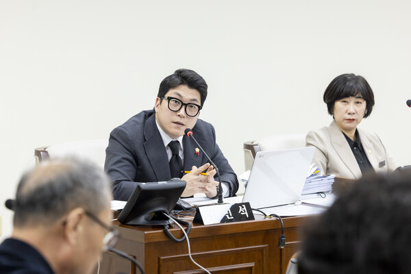 ▲ 강서구청 행정문화국 문화예술과 예산 심사 질의 진행하는 김민석 의원.