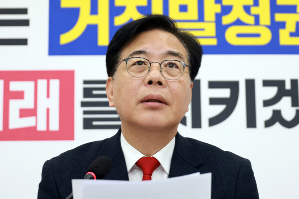 ▲ 현안 기자간담회 하는 송언석 원내대표. /뉴시스