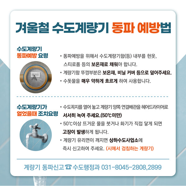 겨울철 수도계량기 동파 예방법