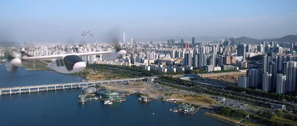 ▲ ‘서울형 도심항공교통(S-UAM)’ 운행 예시 이미지.