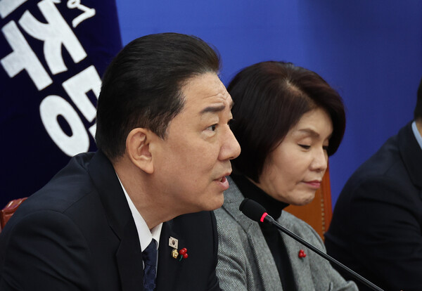 ▲ 원내대책회의 발언하는 김병기 원내대표. /뉴시스