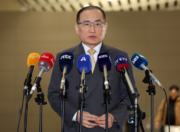 ▲ 미국 향하기 전 발언하는 위성락 국가안보실장. /뉴시스