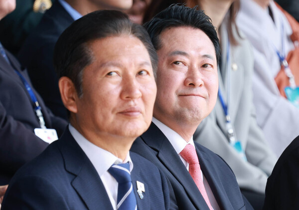 ▲ 국군의날 기념식 참석한 여야 대표. /뉴시스