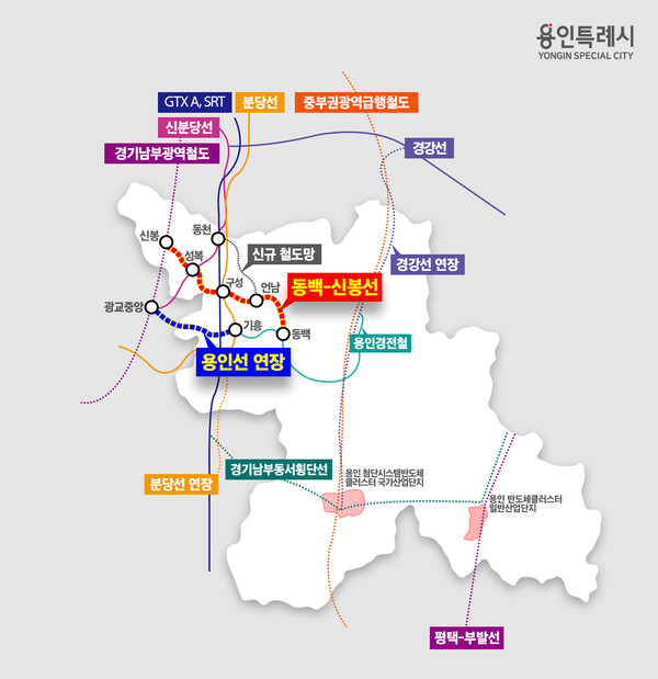 ▲ 용인특례시 추진 철도 사업.