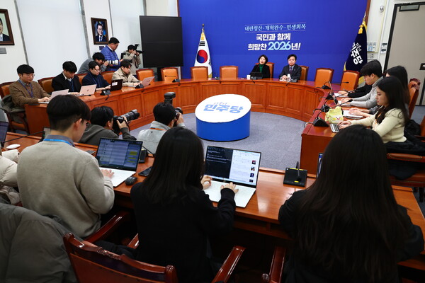 ▲ 한정애 더불어민주당 정책위의장, 기자간담회 발언. /뉴시스