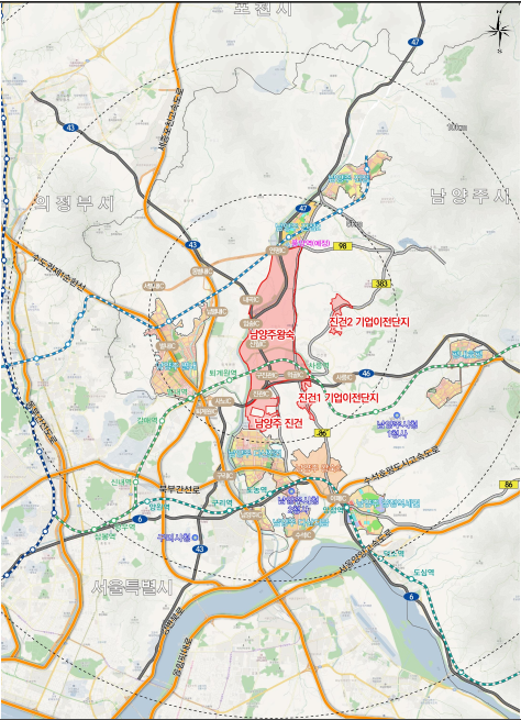 ▲ 왕숙지구 및 기업이전단지 위치도.