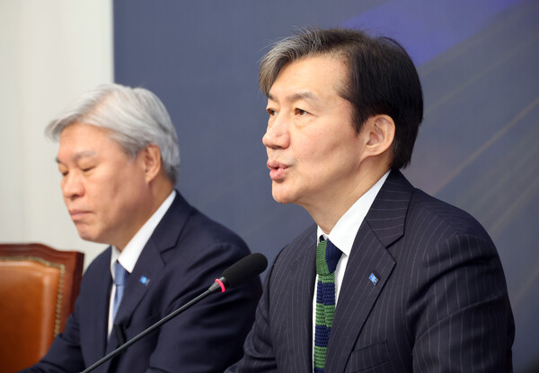 ▲ 조국 조국혁신당 대표가 4일 오전 서울 여의도 국회에서 열린 '끝까지 간다' 특별위원회 회의에서 발언을 하고 있다. /뉴시스