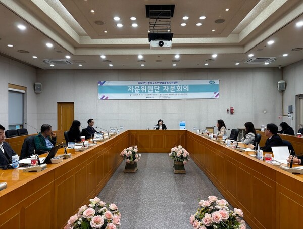 ▲ 경기도노인맞춤돌봄지원센터 자문회의 진행 사진.